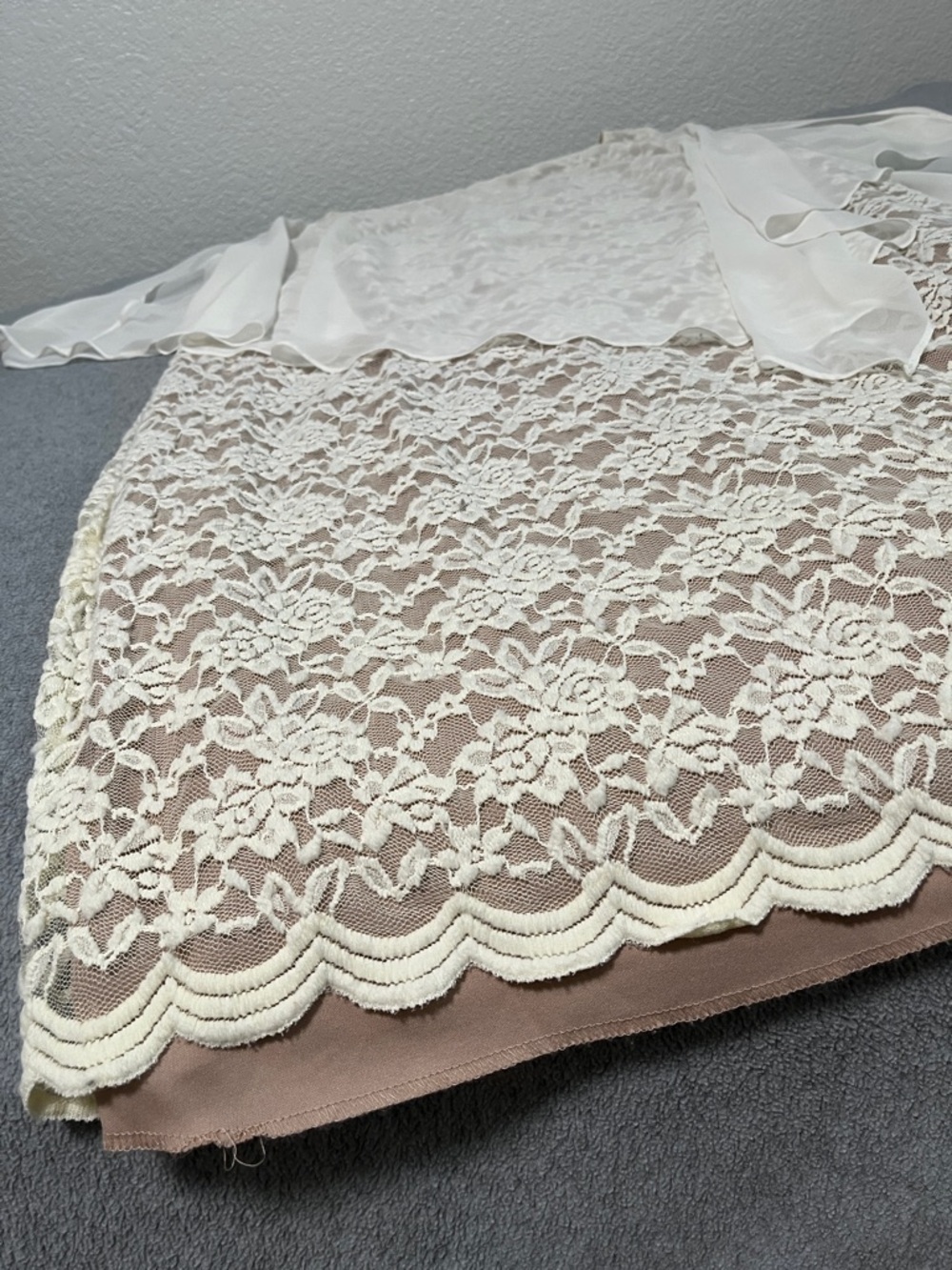 Ivory Lace Overlay Dress with Sheer Cape 20W Mother Bride Cocktail - Picture 8 of 12